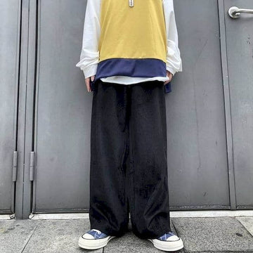 Men women trousers corduroy wide-leg pants autumn new old school fall style retro loose straight casual pants Simplicity neutral aidase-shop